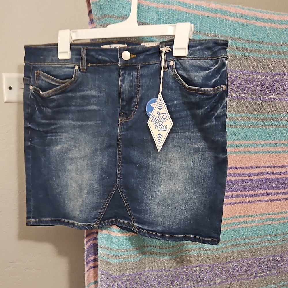 Wild Blue Women's Denim Mini Skirt - Blue.